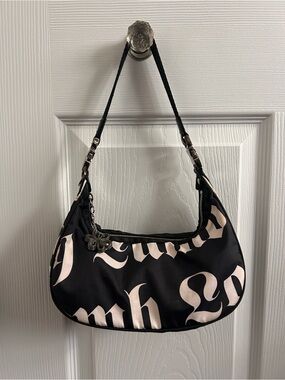 Authentic LAMB LeSportsac Vintage Y2K Script Nylon Mini Crescent Hobo Purse.